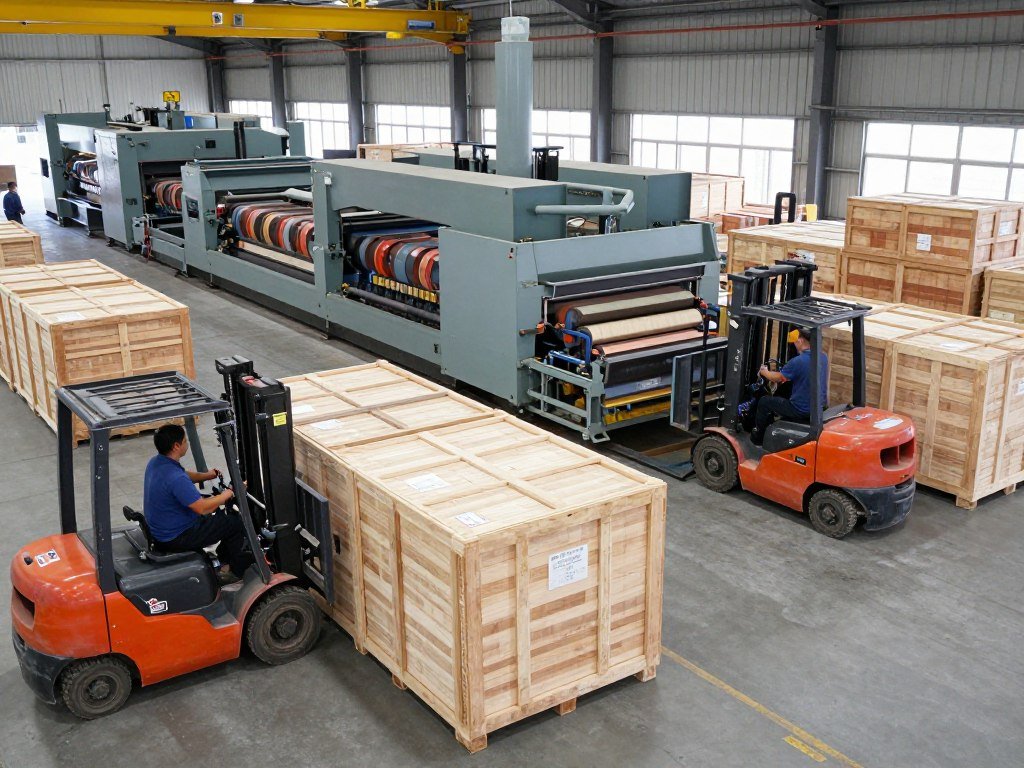 Armazém e Embalagem da FÁBRICA MAIKONG preparando máquinas para exportação