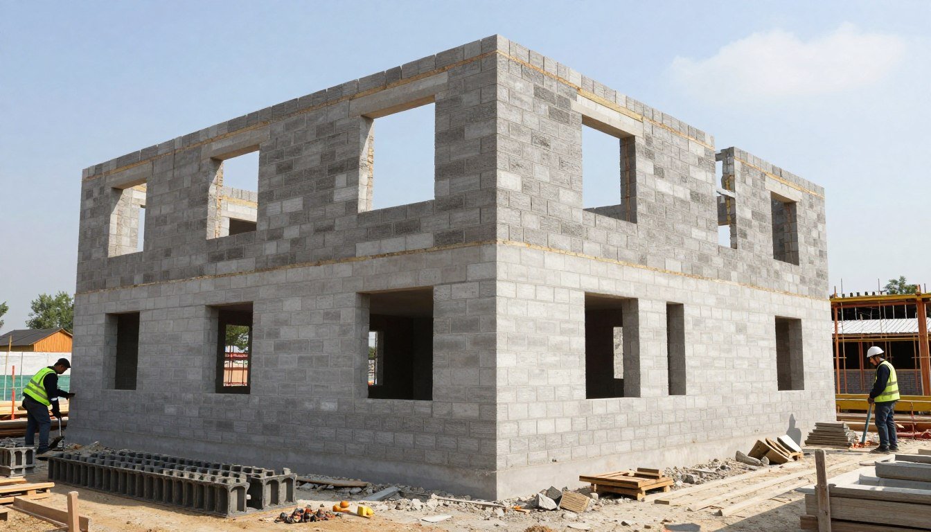 Construção sustentável com tijolos ecológicos produzidos com formas MAIKONG