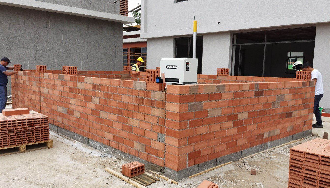 Construção utilizando tijolinhos produzidos com máquina MAIKONG