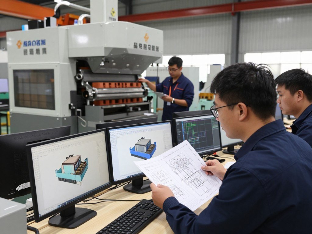 Equipe de engenharia da FÁBRICA MAIKONG trabalhando em projeto personalizado OEM