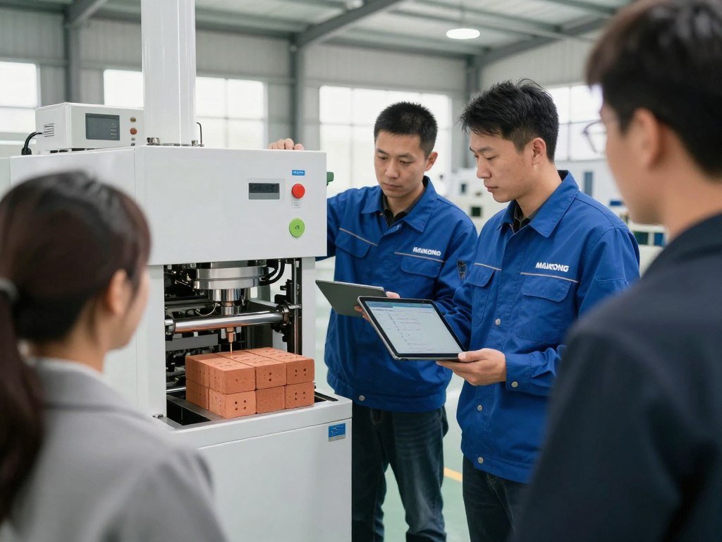 Equipe de suporte técnico MAIKONG para máquinas de tijolo ecologico
