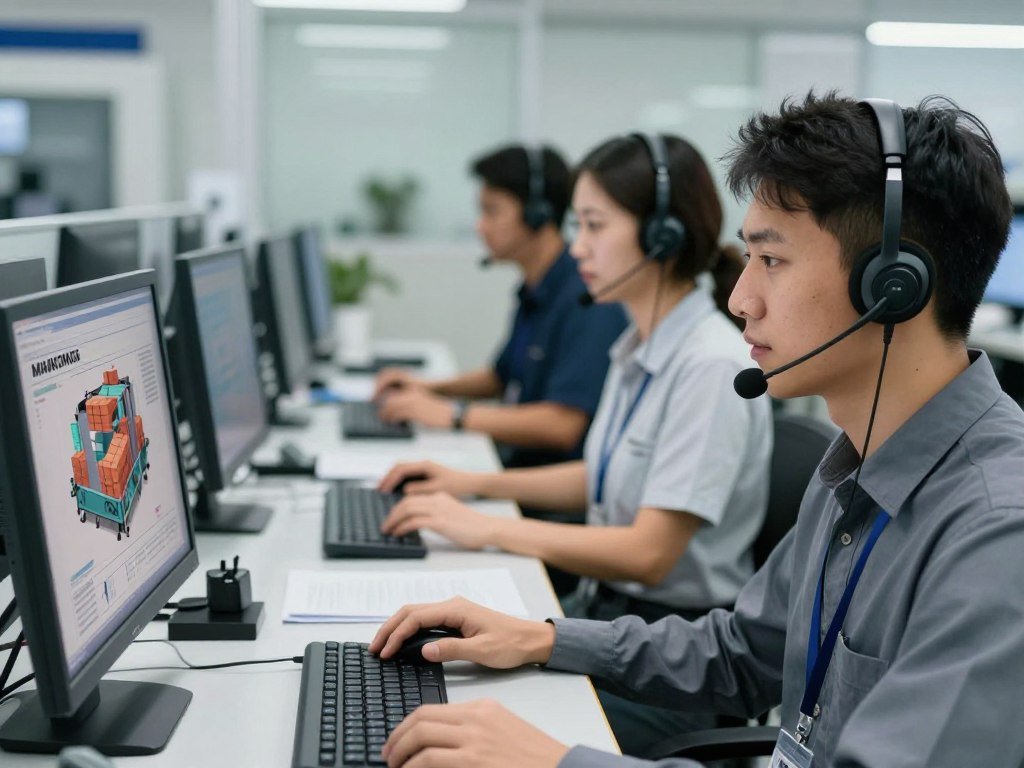 Equipe de suporte técnico da FÁBRICA MAIKONG atendendo clientes brasileiros