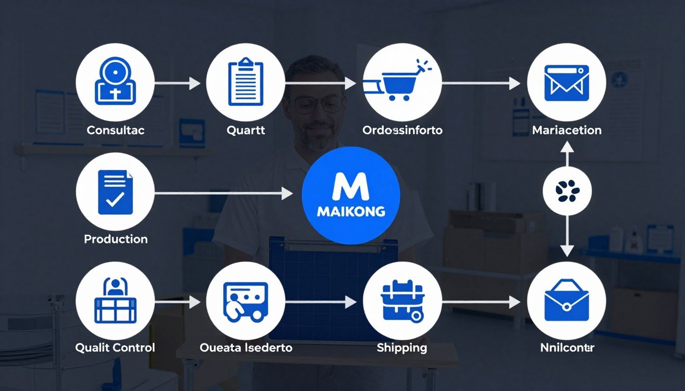 Fluxograma do Processo de Pedido MAIKONG mostrando todas as etapas desde o contato inicial até a entrega