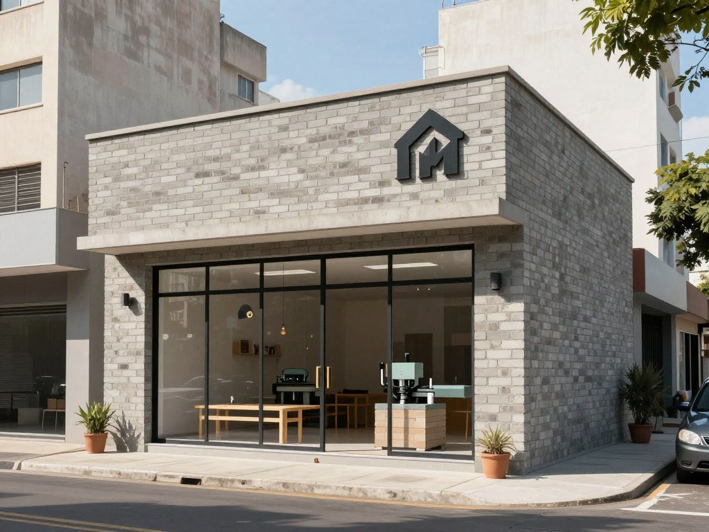 Pequeno empreendimento comercial construído com tijolos ecológicos