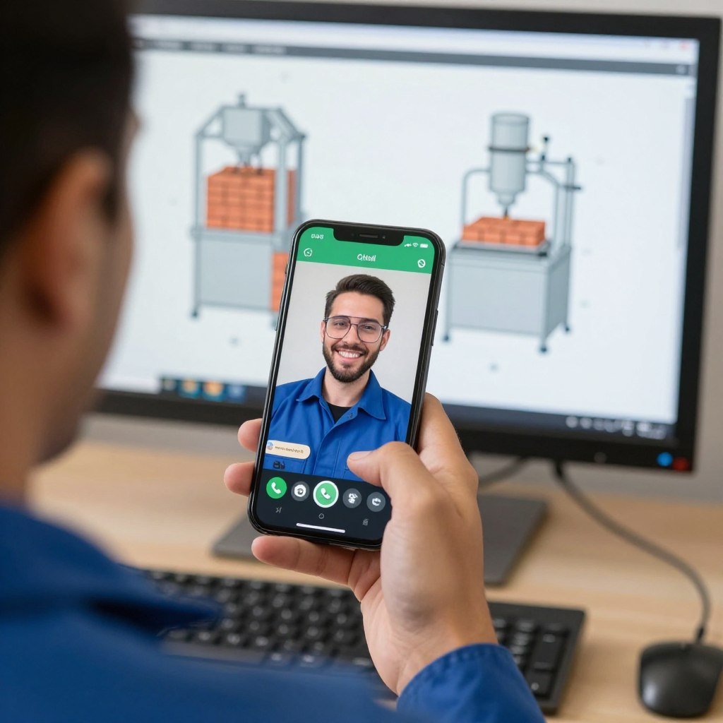 Técnico da MAIKONG fornecendo suporte via WhatsApp para cliente brasileiro