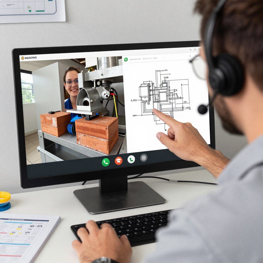 Técnico da MAIKONG oferecendo suporte via WhatsApp para cliente no Brasil