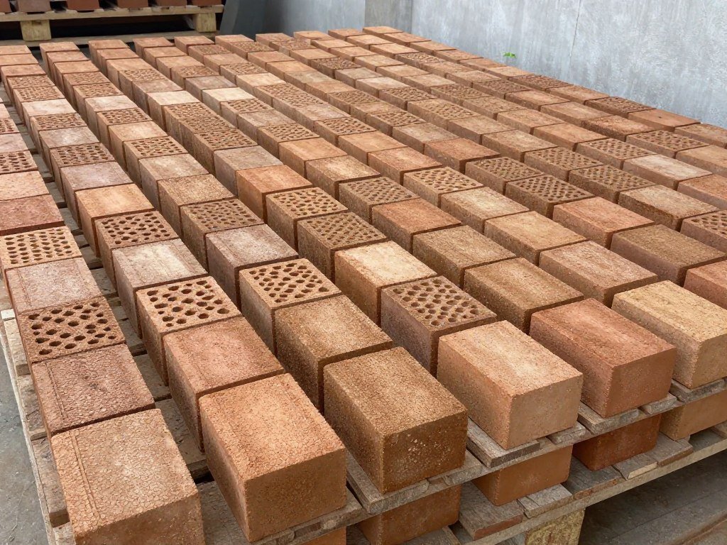 Tijolinhos em processo de cura após fabricação