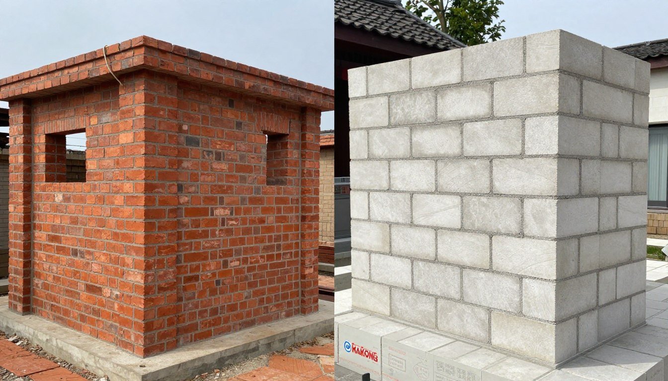 Comparação entre construção tradicional e com tijolos ecológicos MAIKONG