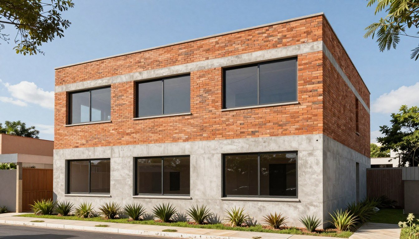 Edifício construído com tijolos ecológicos