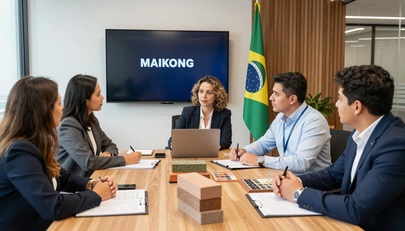 Parceiros distribuidores MAIKONG em reunião de negócios no Brasil