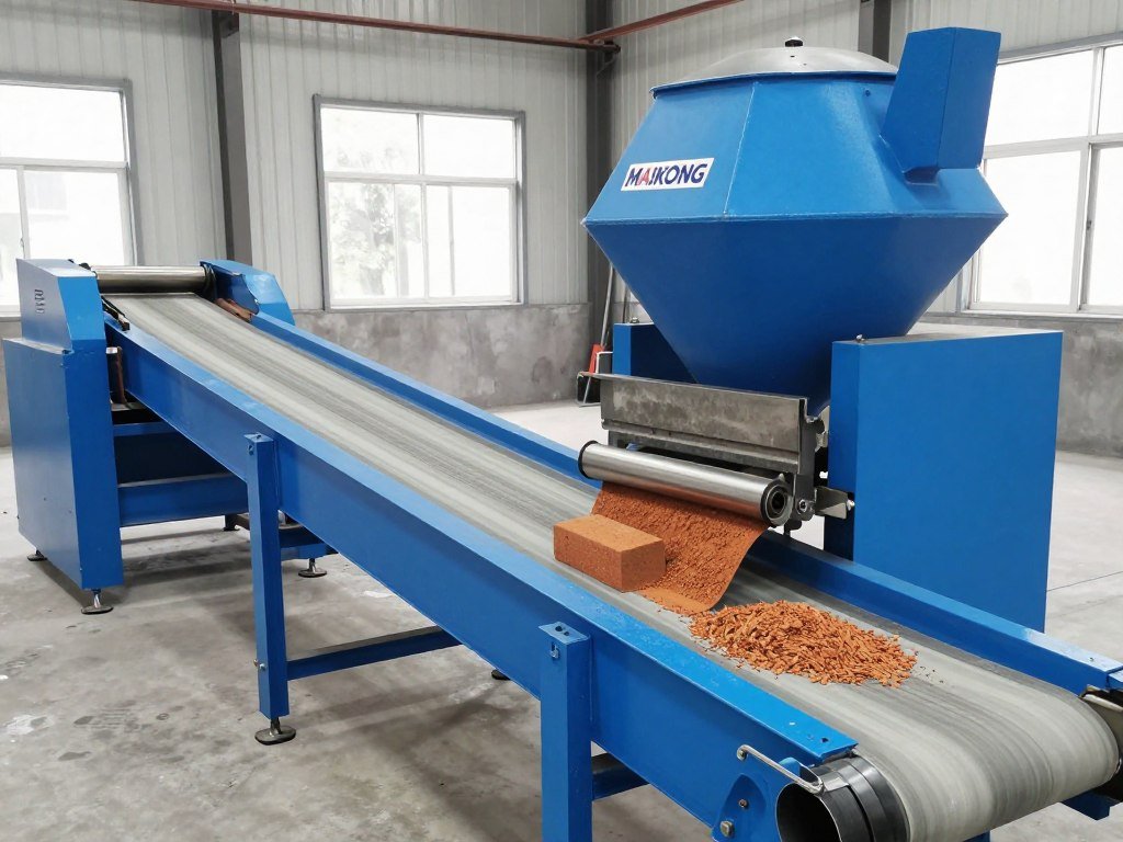 Sistema de esteira transportadora para produção de tijolos ecológicos