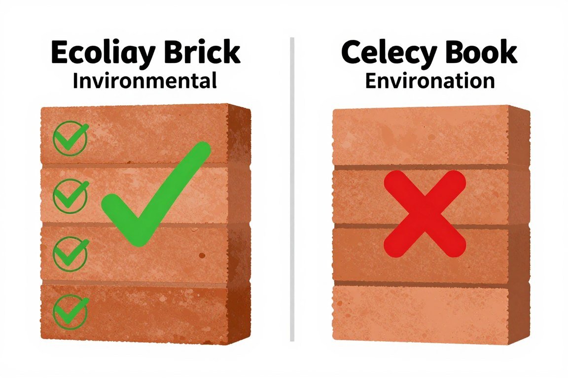 Comparison between ecological brick and conventional brick showing sustainability benefits