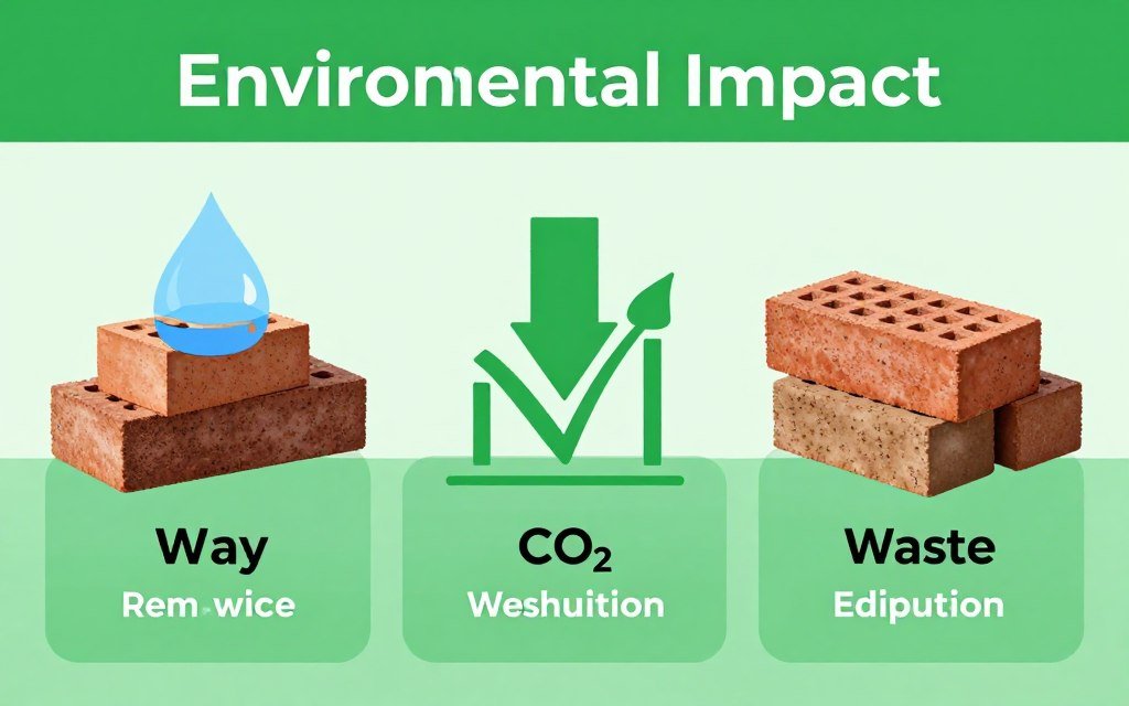 Infográfico mostrando redução de impacto ambiental com tijolos ecológicos