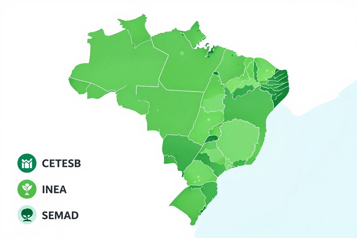 Map of Brazil showing different state environmental agencies for brick factory licensing
