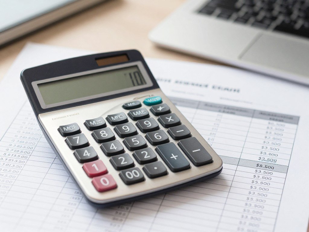 Calculadora e documentos mostrando custos de importação
