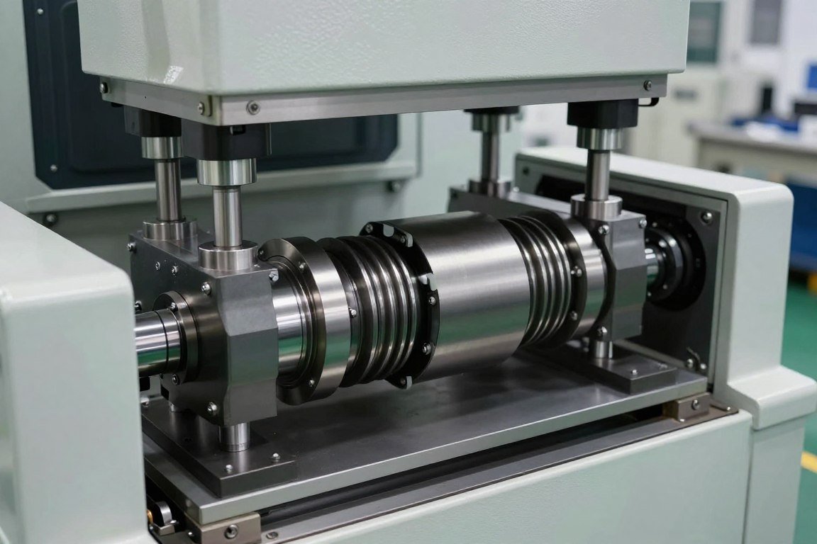 Detalhe do sistema de vibração da máquina MAIKONG