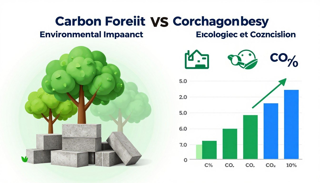Infográfico mostrando comparação de pegada de carbono entre diferentes materiais de construção