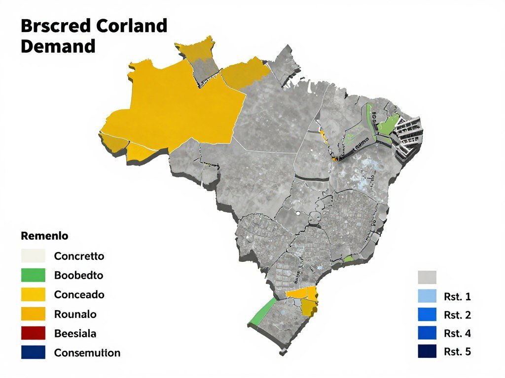 Mapa do Brasil mostrando demanda por blocos de concreto por região