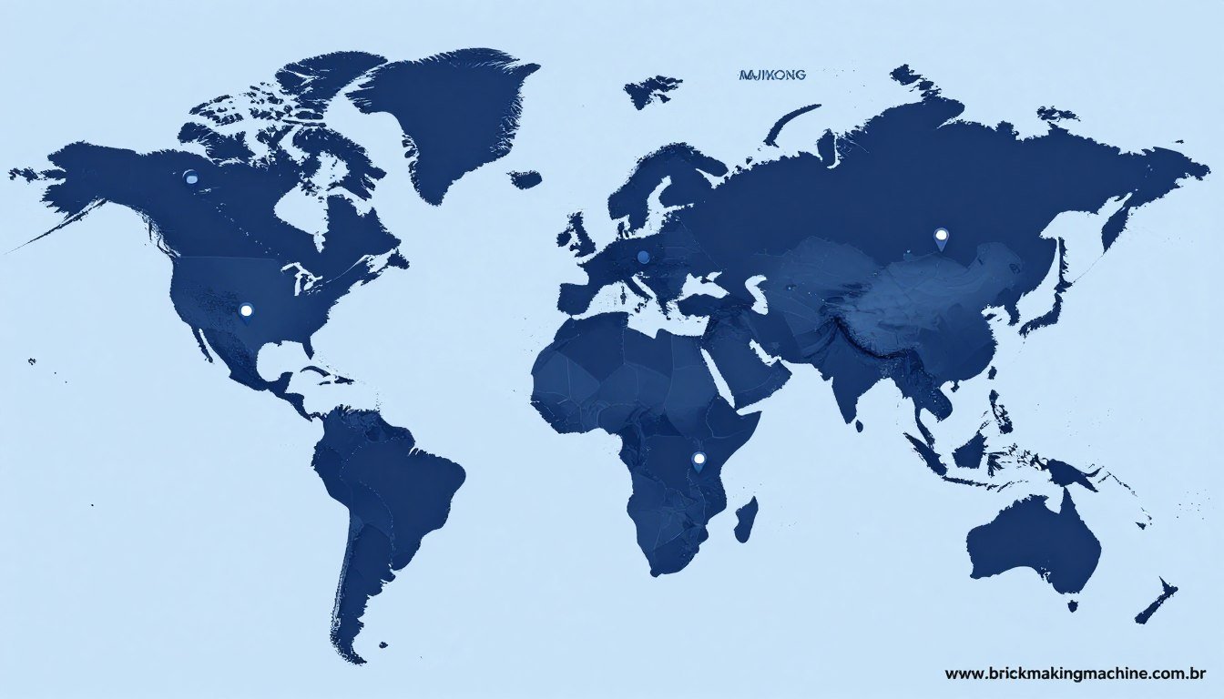 Mapa mundial com instalações MAIKONG