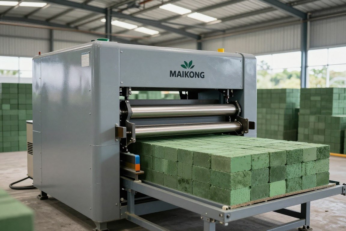 Produção de tijolos ecológicos com máquina MAIKONG em Santa Catarina