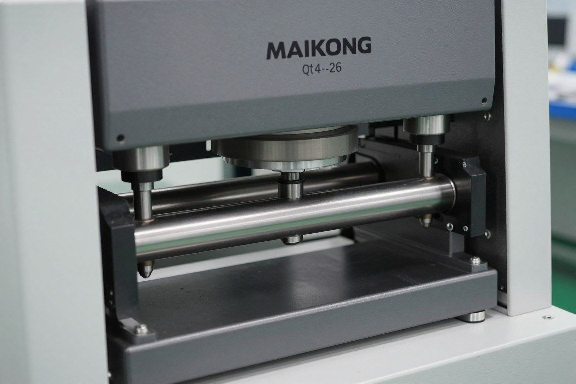 Sistema de vibro-prensa da máquina MAIKONG mostrando tecnologia superior