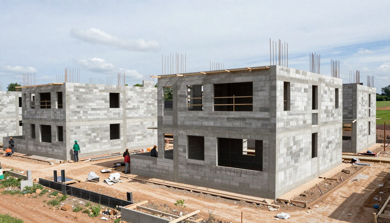 canteiro de obras de conjunto habitacional popular brasileiro