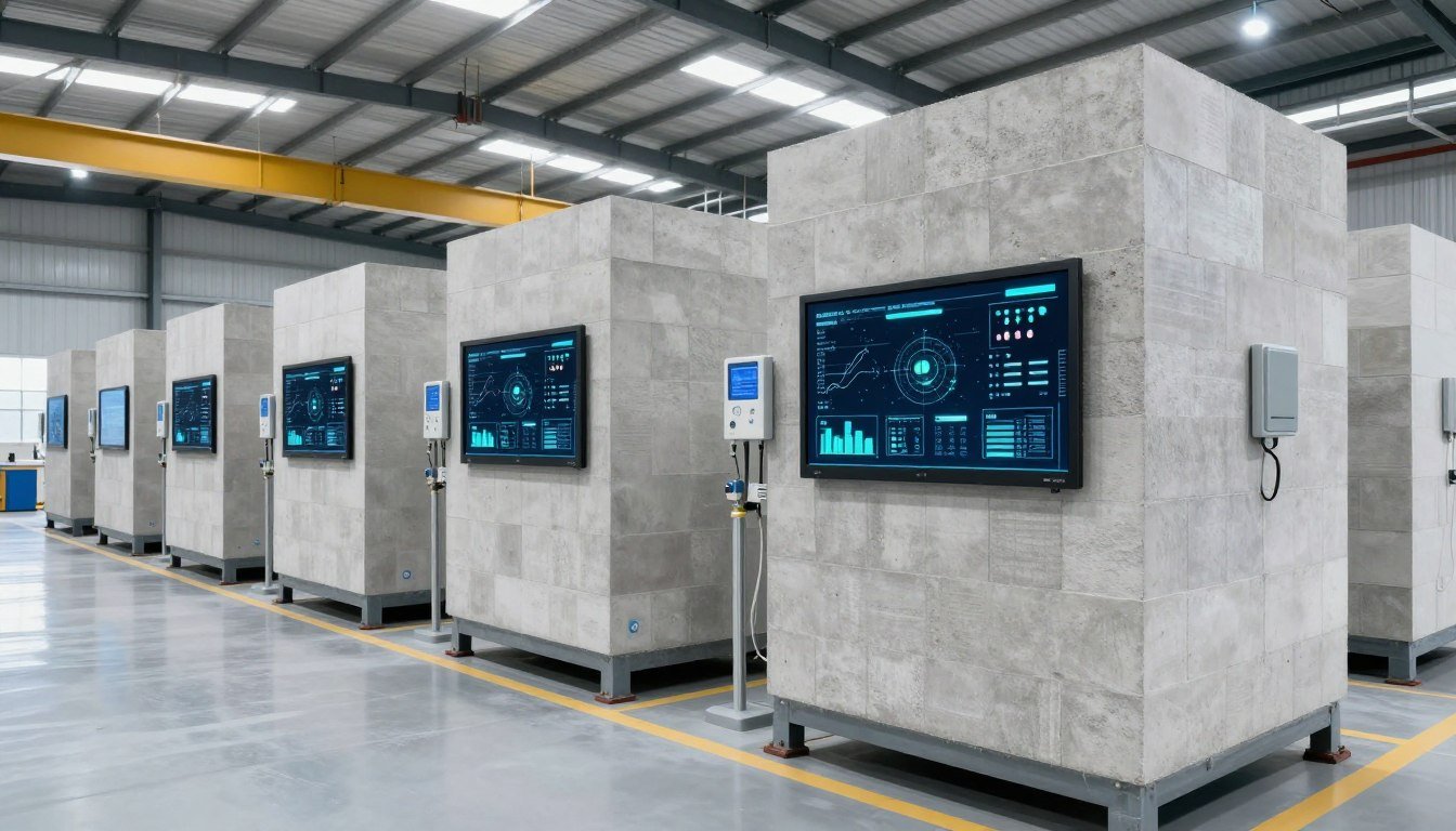 fábrica de blocos com tecnologia IoT e automação 4.0