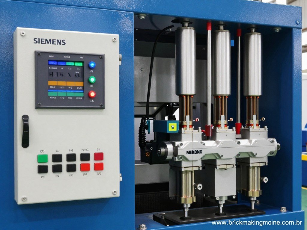 Detalhes do sistema hidráulico e controle PLC da máquina MAIKONG