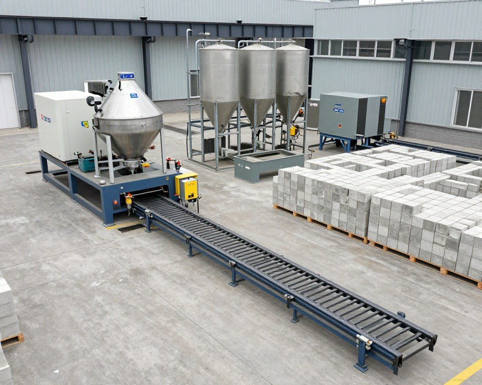 Instalação completa de linha de produção de blocos de concreto MAIKONG