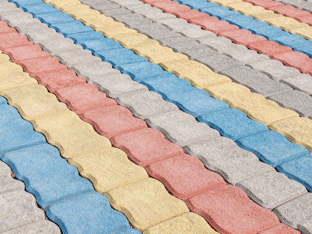 Pavers coloridos intertravados para calçamento produzidos em máquina Pavers coloridos intertravados para calçamento produzidos em máquina