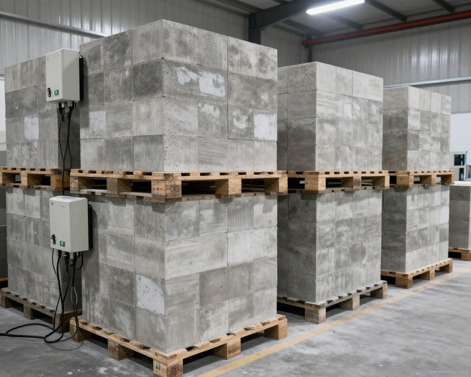 Sistema de cura de blocos de concreto em câmara controlada