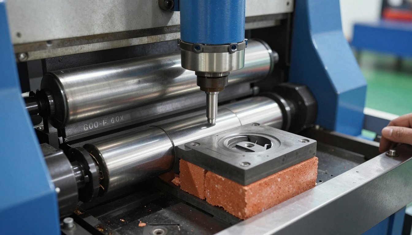 Sistema de vibração e molde de máquina de fazer tijolo em operação Sistema de vibração e molde de máquina de fazer tijolo em operação