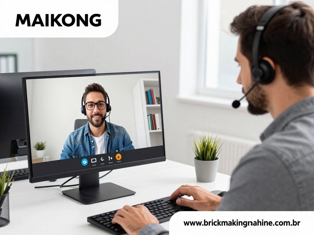 Técnico MAIKONG respondendo dúvidas de cliente via videoconferência