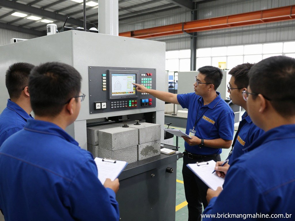 Treinamento de operadores em linha de produção de blocos MAIKONG